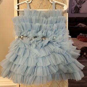 Karamel Baby Blue Ruffled Tulle Dress